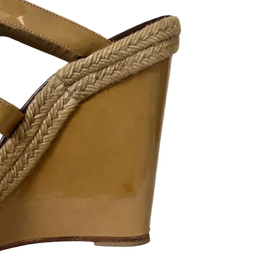 Christian Louboutin Beige Patent Leather Bilbao 120 Wedges Size 39